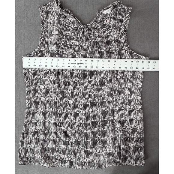 CAbi Sheer Sleeveless Blouse Womens XL Black White Abstract Artsy Minimalist - Picture 8 of 10